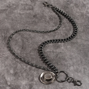 Double-layered punk metal trousers chain with vintage cowboy hat pendant and lobster clasps