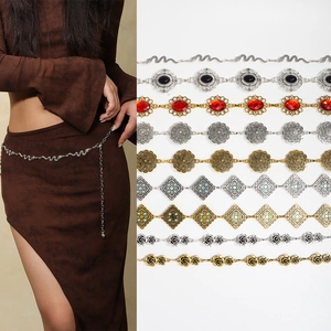 Catena da Vita in Metallo Vintage Bohemian per Donna Cintura Regolabile in Lega di Oro Argento con Intarsio in Resina