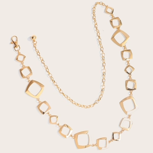 Damen Taillenkette aus goldenen hohlen Quadratgliedern mit Karabinerverschluss