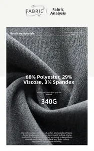 Texture dettagliata del tessuto dei pantaloni grigio antracite, peso 340G e materiale elasticizzato