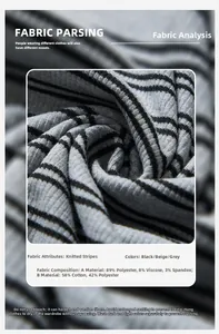 Detailweergave van de 240g gebreide gestreepte stof met polyester en katoenmix vezeltextuur