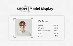 Maattabel met modelgegevens voor gestreept herenoverhemd met een lengte van 185 cm