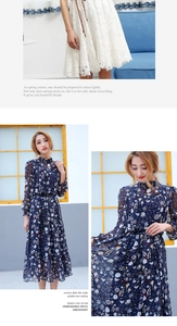 Detail showing women's woven brown belt paired with a white lace dress and floral dress