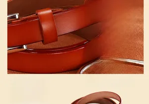 Gros plan détaillé sur la finition des bords et la texture du cuir marron de la ceinture