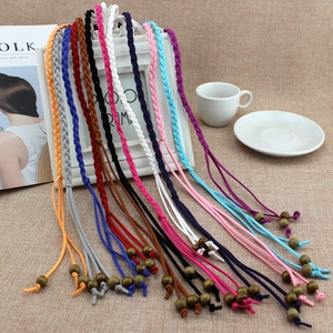 Women's Vintage Bohemian Faux Leather Hand Woven Belt Waist Rope With Wooden Beads Decorative Tassel Braided Slim Belt