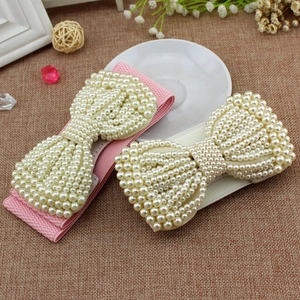 Cintura da Donna Elegante Corsetto Elastico Con Grande Fiocco di Künstliche Perle Sintetiche Fascia Larga per Vestito Moda Casual