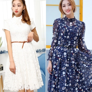 Braided PU leather slim belts for women, styled on lace and floral summer dresses