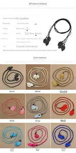 Detail view of woven waist belts with leaf charms showing 160cm length and color guide