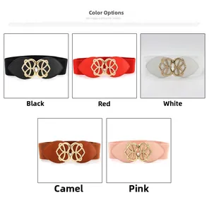 Elastic waist belts for women featuring heart gold buckles in five color options