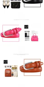 Détails de ceintures en cuir véritable avec boucles ardillon argentées en noir, rose et camel