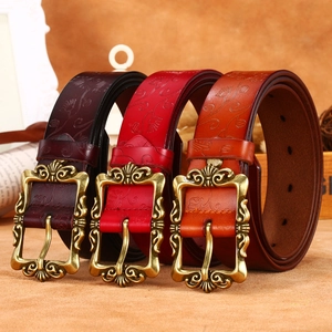 Ceinture Femme Vintage en Cuir Gaufrage Floral Boucle en Alliage Sculpté Antique Ceinture Décorative Style Bohème Pour Robes Jeans