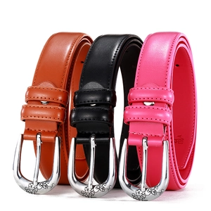 Ceinture en Cuir Véritable pour Femmes Boucle Fleurie Rétro Ceinture à la Mode avec Boucle à Ardillon pour Robes et Jeans Cuir Uni