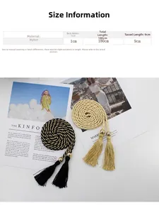 Guida alle taglie per catena in vita intrecciata con nappe e lunghezza totale di 180 cm
