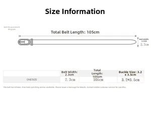 Guida alle taglie per cintura da donna larga 2,3cm con fibbia a ferro di cavallo, 105cm