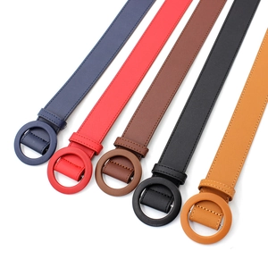 Minimalist Women PU Leather Belt With Round Buckle Fashion Decorative Waistband For Jeans Daily Casual Accessory