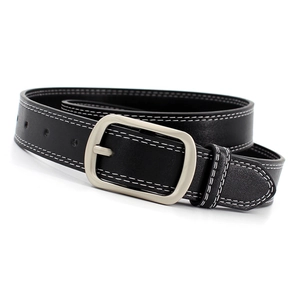 Women Vintage Double Stitching Artificial Leather Belt Alloy Square Buckle Fashion Accessory Versatile Decor For Jeans