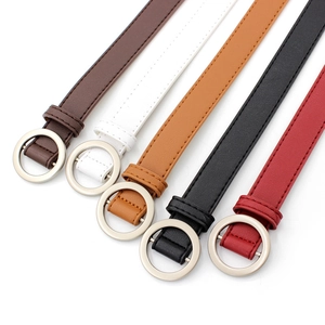 Ceinture Fine en Cuir PU Polyvalente pour Femmes Avec Boucle Ronde en Alliage Ceinture Minimaliste de Couleur Unie pour Jean Casual Accessoire Étudiant