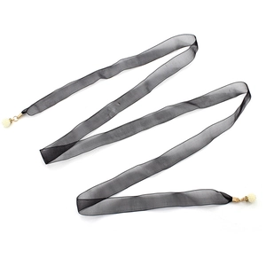 Ceinture élégante en mousseline noire avec pendentifs perles pour décoration de robe