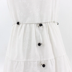 Women's Elegant Alloy Artificial Pearl Waist Chain Belt Fashion Sweet Rhinestone Inlaid Decorative Thin Metal Chain For Dress Accessories