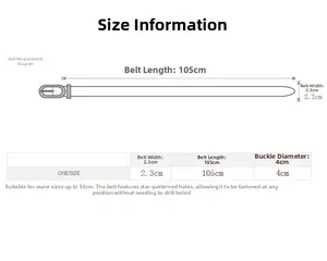 Guide des tailles ceinture à étoiles, 2,3 cm de large, 105 cm de long, réglage facile