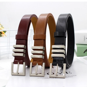 Women Fashion Faux Leather Belt With Metal Ring Decor Street Style Pin Buckle Versatile Thin Waist Belt For Jeans Decorative Accessory