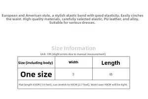 Size chart showing width 3cm and length 65cm to 90cm for women elastic waist belt
