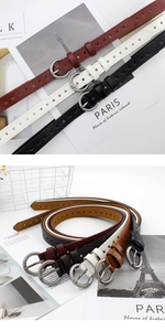 Détails des ceintures fines perforées d'étoiles avec boucle ronde de style vintage