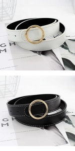 Détails de ceintures en cuir minimalistes avec boucles dorées en noir et blanc