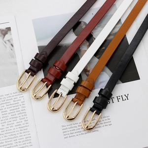 Cintura da Donna Minimalista alla Moda Sottile in Ecopelle con Nodo Fibbia in Lega Dorata per Jeans Vestiti Accessori