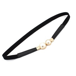 Ceinture élastique élégante pour robe avec boucle en perles blanches sur socle doré