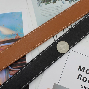 Ceintures en cuir pour femmes avec boucle carrée en noir et marron à surpiqûres