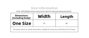 Size chart for 10cm wide elastic waist belt with length and stretch measurements