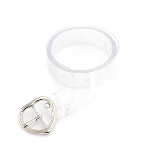Cintura trasparente minimalista in PVC da donna con fibbia metallica a forma di cuore