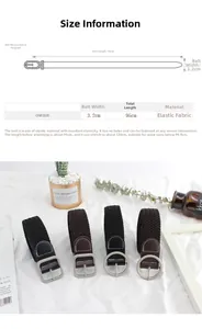 Size guide for women elastic woven belt showing 95cm length and 3.2cm width dimensions
