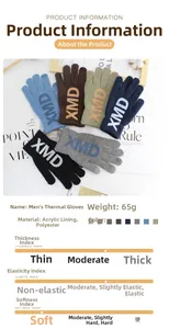 Detailed material specification and size chart for men's winter warm knitted gloves