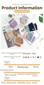 Détails des gants en tricot montrant plusieurs couleurs et une broderie d'ours mignonne