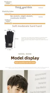 Detailed size chart and specifications for men's thick thermal knitted touchscreen gloves