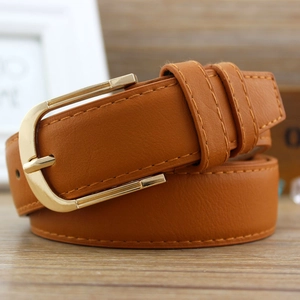 Women's Fashion PU Leather Belt With Alloy Pin Buckle Casual Solid Color Lychee Texture Waist Belt For Jeans Pants Accessories