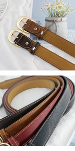 Détail de ceintures en cuir vintage avec boucles dorées et coutures contrastées élégantes