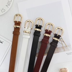 Ceintures fines minimalistes en cuir PU pour femmes avec boucles dorées en cinq couleurs