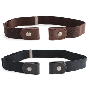 Buckle-Free Invisible Elastic Belt For Women Men Adjustable Snap Button Canvas Waist Belt For Jeans Casual Flower Decoration