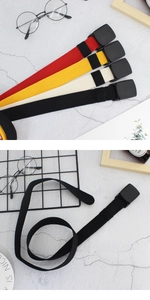 Ceintures en toile avec boucles plastiques sans métal en rouge, jaune, crème et noir