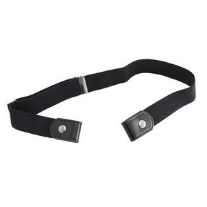 Unisex adjustable black elastic invisible belt with metal buckle for denim jeans