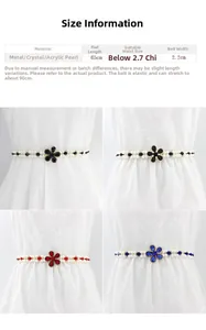 Tabella delle taglie con materiali e dimensioni della cintura elastica con perle