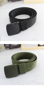 Détails des ceintures en toile de nylon noir et vert armée avec boucles en plastique mat