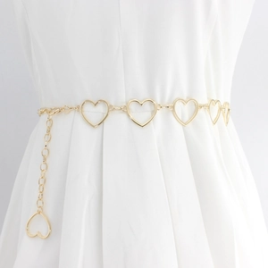 Cintura a Catena in Metallo Svuotata a Forma di Cuore da Donna Versatile Oro Argento Catena da Vita Regolabile Accessorio Vestito