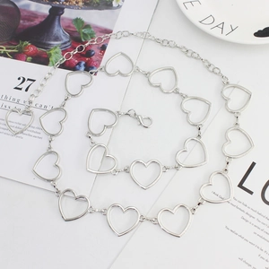 Set catena da vita e bracciale in argento con maglie a cuore e chiusura a moschettone