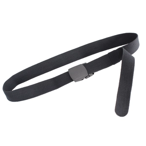 Ceinture unisexe en toile noire avec boucle en plastique gris mat pour look décontracté