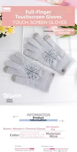 Detail showing knit texture and touchscreen conductive tips of these winter snowflake gloves