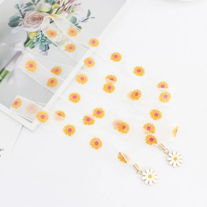Ceinture en maille à imprimé marguerites avec pendentifs de fleurs pour robes de femmes